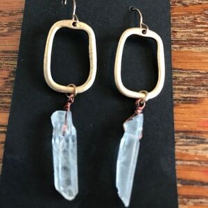 Gold and Clear Crystal Drop Earrings